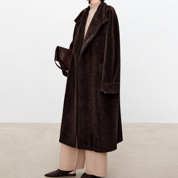 CHICJOC Vintage-Style Convertible Collar Alpaca Wool Coat – Size 36 – Rare Suri - Picture 8 of 16